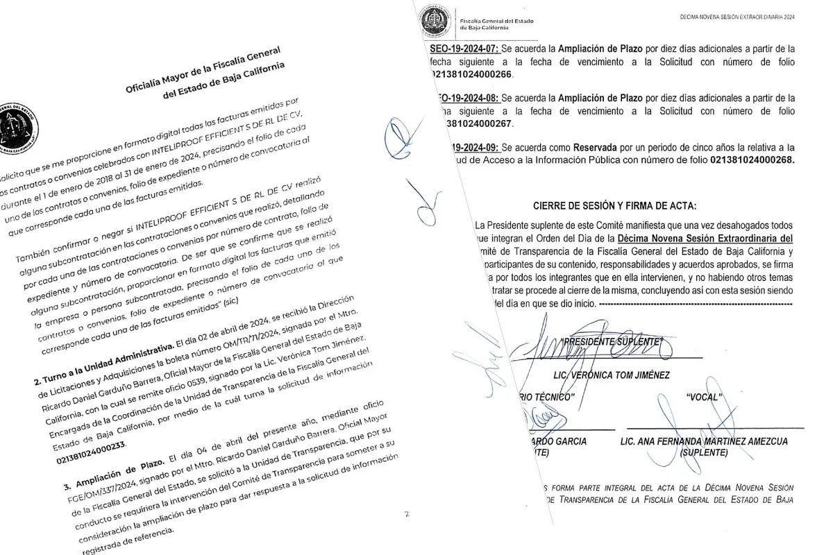 Uno de los contratos adjudicados, de los muchos que llevaron a cabo por más de cien millones de pesos. Foto: Fiscalía. BC.