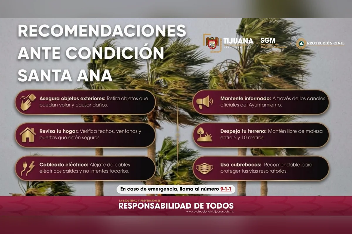 Protección civil hizo algunas recomendaciones debido a las condiciones climáticas. Foto: PC Tijuana
