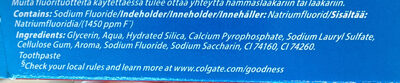 Colgate Triple Action Toothpaste ingredient label