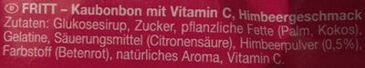 Chewy Candy Raspberry ingredient label