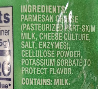 Parmesan Cheese ingredient label