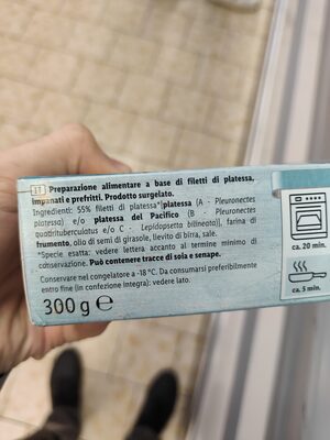 Filetti di platessa ingredient label