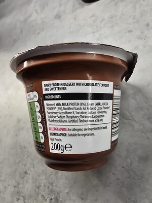 Chocolate Flavour Protein Pudding ingredient label