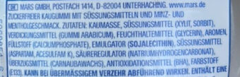 WRIGLEYS extra WHITE PROFESSIONAL ingredient label