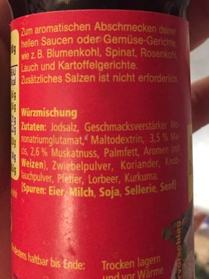 Maggi Ne.2 ingredient label