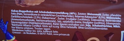 Prinzenrolle Choco Duo ingredient label