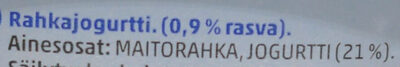 Rahkajogurtti ingredient label