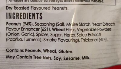 Dry Roasted Peanuts ingredient label