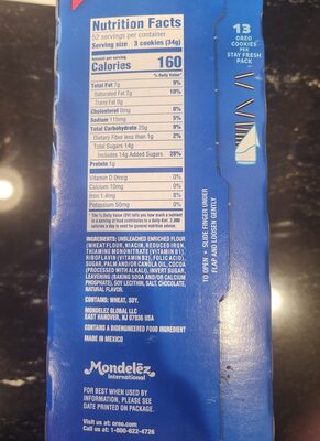 Chocolate Sandwich Cookies ingredient label