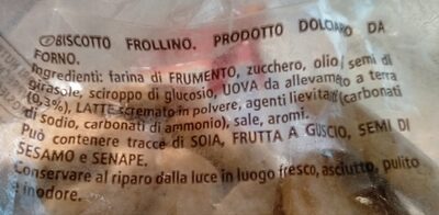 Frollini ingredient label