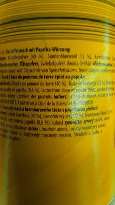 Paprika Stapelchips ingredient label
