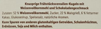Choco Moons ingredient label