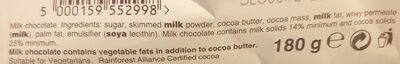 Galaxy Smooth Milk Chocolate ingredient label