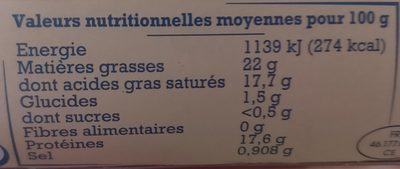 Rocamadour ingredient label