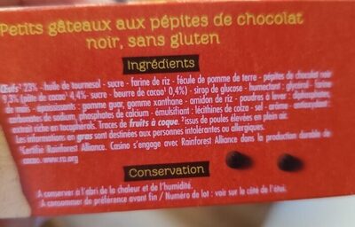 Madeleines ingredient label