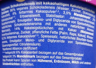 Chocolate-Fudge Eis ingredient label