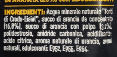 Oransoda zero ingredient label