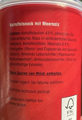 Stapelchips ingredient label
