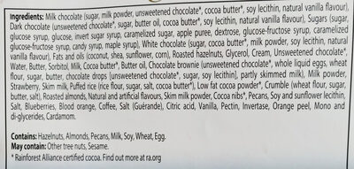 Belgian Luxury Chocolates ingredient label