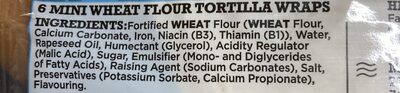 Mini Wraps ingredient label