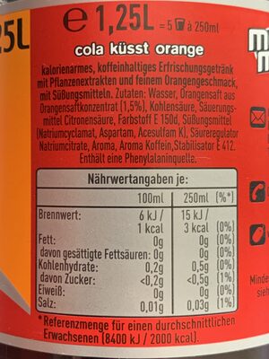 MezzoMix Zero ingredient label