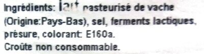 Édam ingredient label