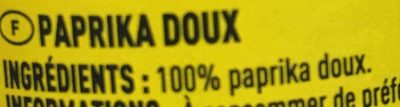Paprika doux ingredient label