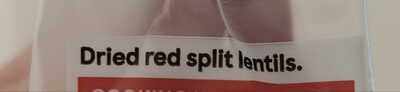 Red Split Lentils ingredient label