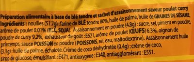 Chiken curry ingredient label