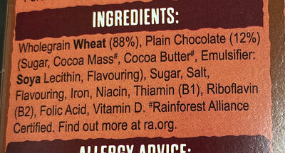 Crispy Minis Chocolate Chip ingredient label