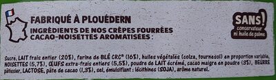 CREPE.WHAOU CHOCO-NOIS ingredient label