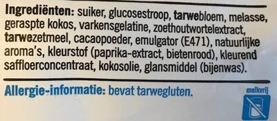 Engelse drop ingredient label