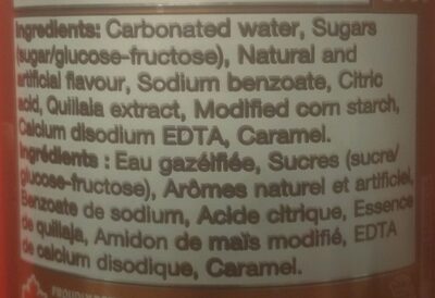 Root Beer ingredient label