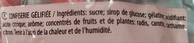 Tagada ingredient label