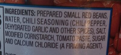Chili Mild Beans ingredient label