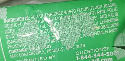 Mint Fudge Cookies ingredient label