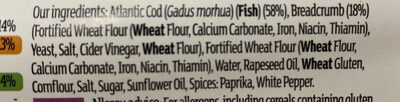 Breaded 2 cod fillets ingredient label
