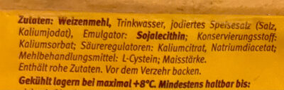 Frischer Strudelteig Filo- oder Yufkateig ingredient label