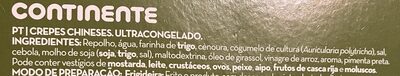 Crepes Chineses ingredient label