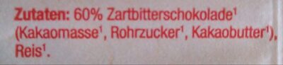 Reiswaffeln mit Zartbitterschokolade ingredient label