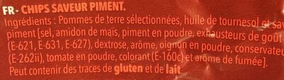 Chips Chilli 135 G. ingredient label