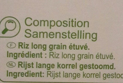 Riz long ingredient label