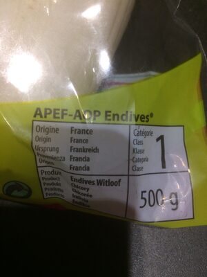ENDIVE Endive ingredient label