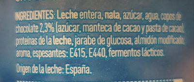 GRIEGO STRACCIATELLA ingredient label