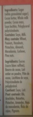 Chocolate Loonies ingredient label