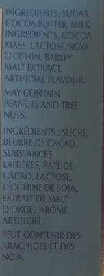 Swiss Milk Chocolate ingredient label