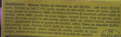 Secret de mousse ingredient label