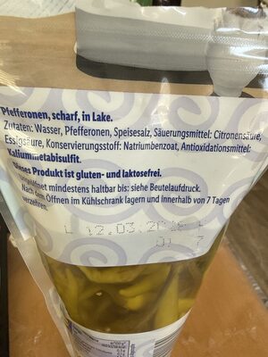 Pfefferonen ingredient label