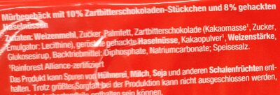 Cookies Dark Choc Hazelnut ingredient label
