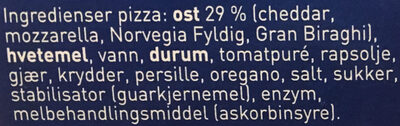 Fully Packed Cheese ingredient label